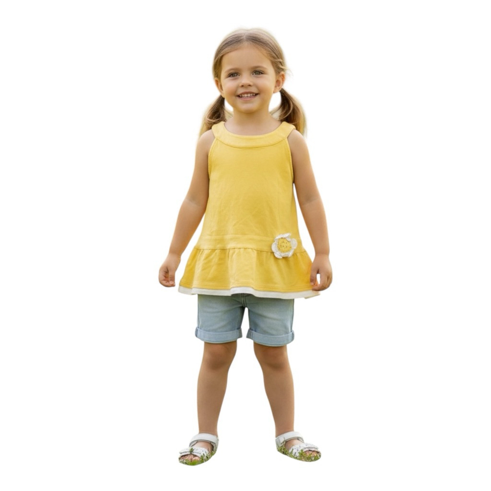 Gymboree Yellow Flower Applique Tunic Top Size 7 Vintage 2009